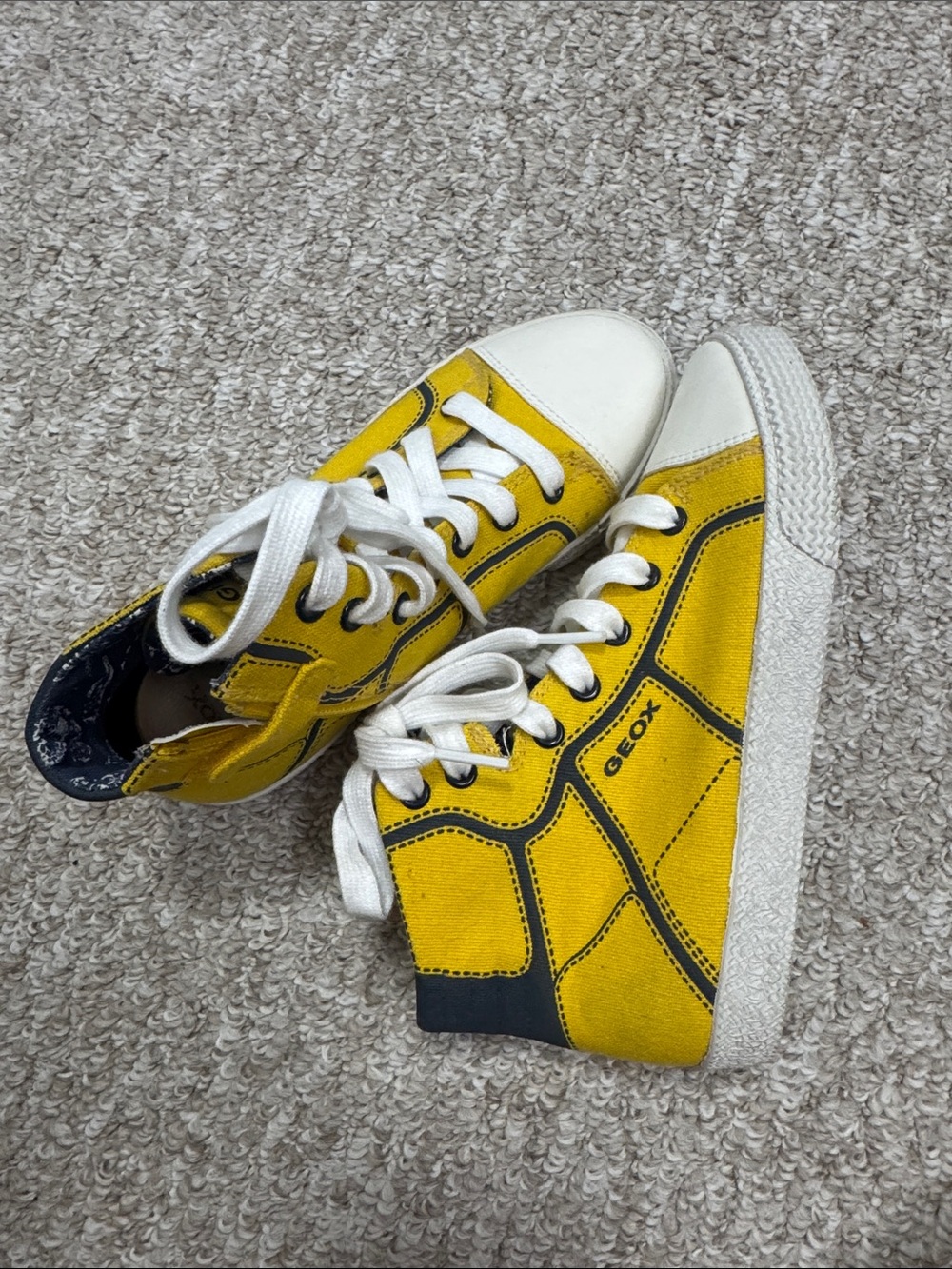 Geox Kids Yellow and White High-Top Sneakers